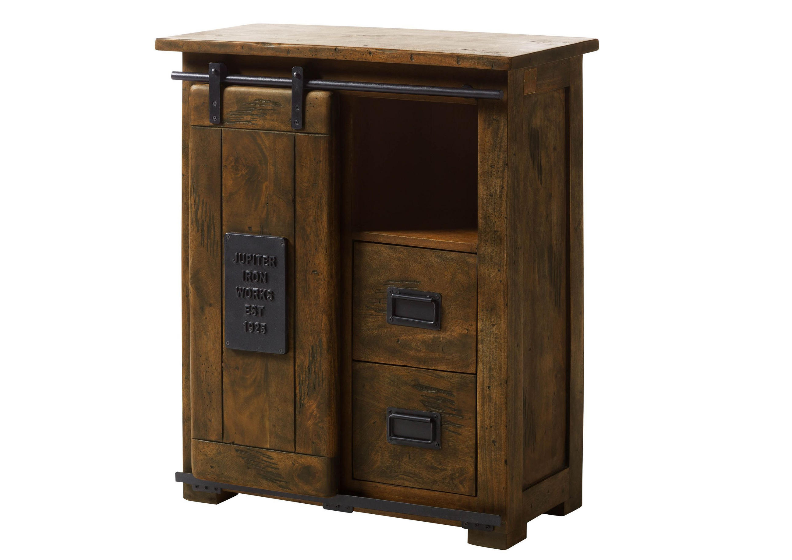 KOMMODE Mango 75x36x90 braun lackiert RAILWAY #453 - Braun, Holz (75/90/36cm) - Massivmoebel24