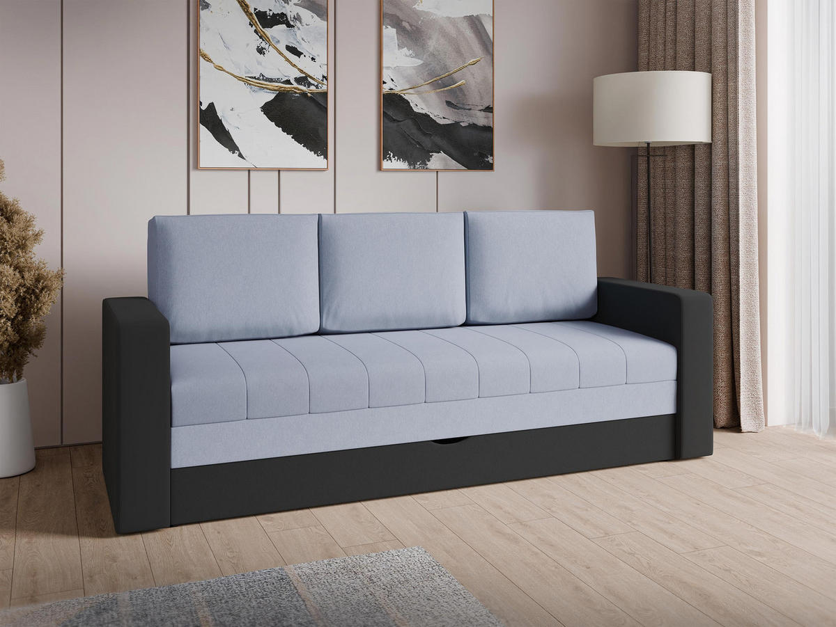 SCHLAFSOFA Calabrini - Schwarz/Grau, Holz/Kunststoff (222/86/75cm) - MIRJAN24