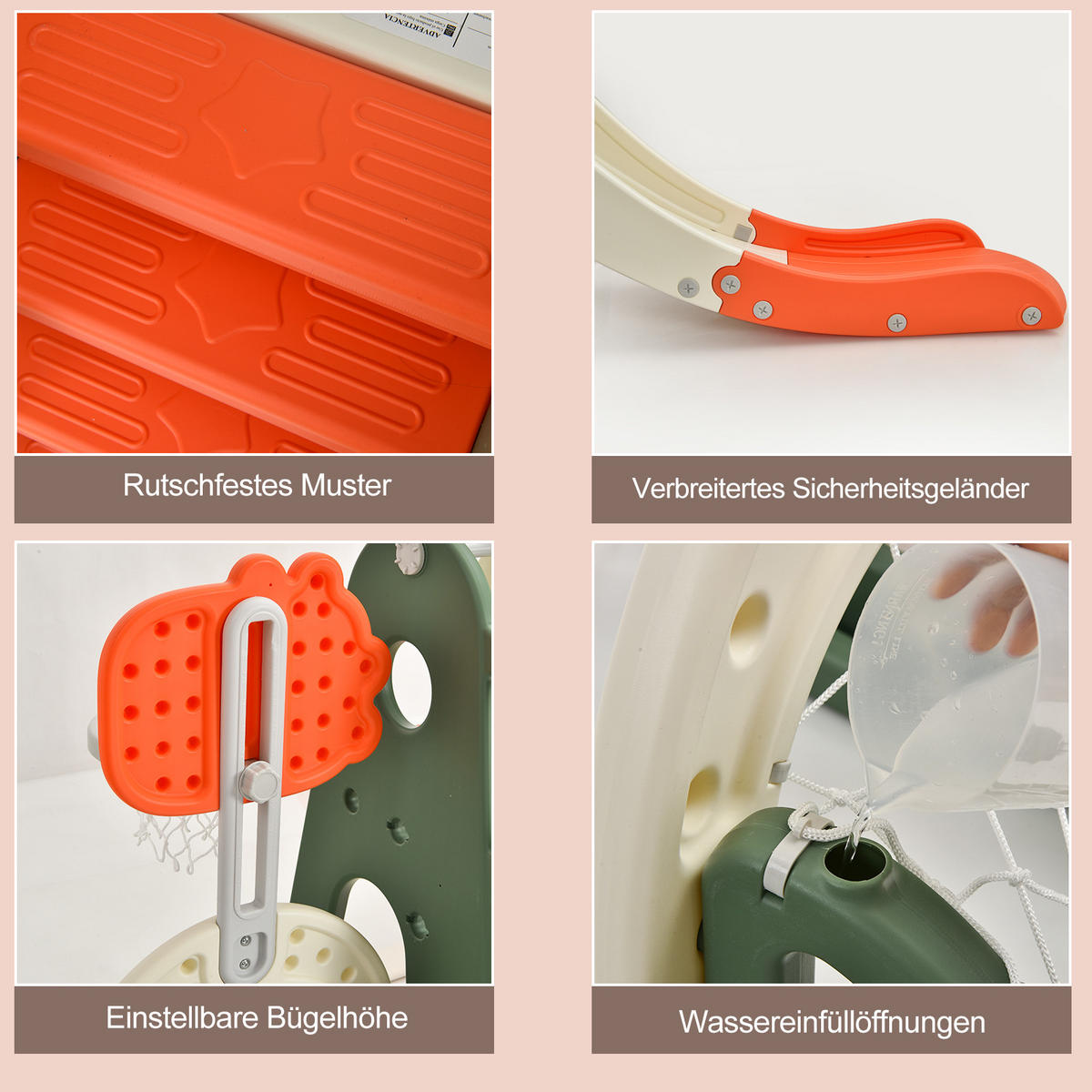 SPIELPLATZ kinder 6 in 1 Orange - Orange, Kunststoff (182/120/172cm) - COSTWAY
