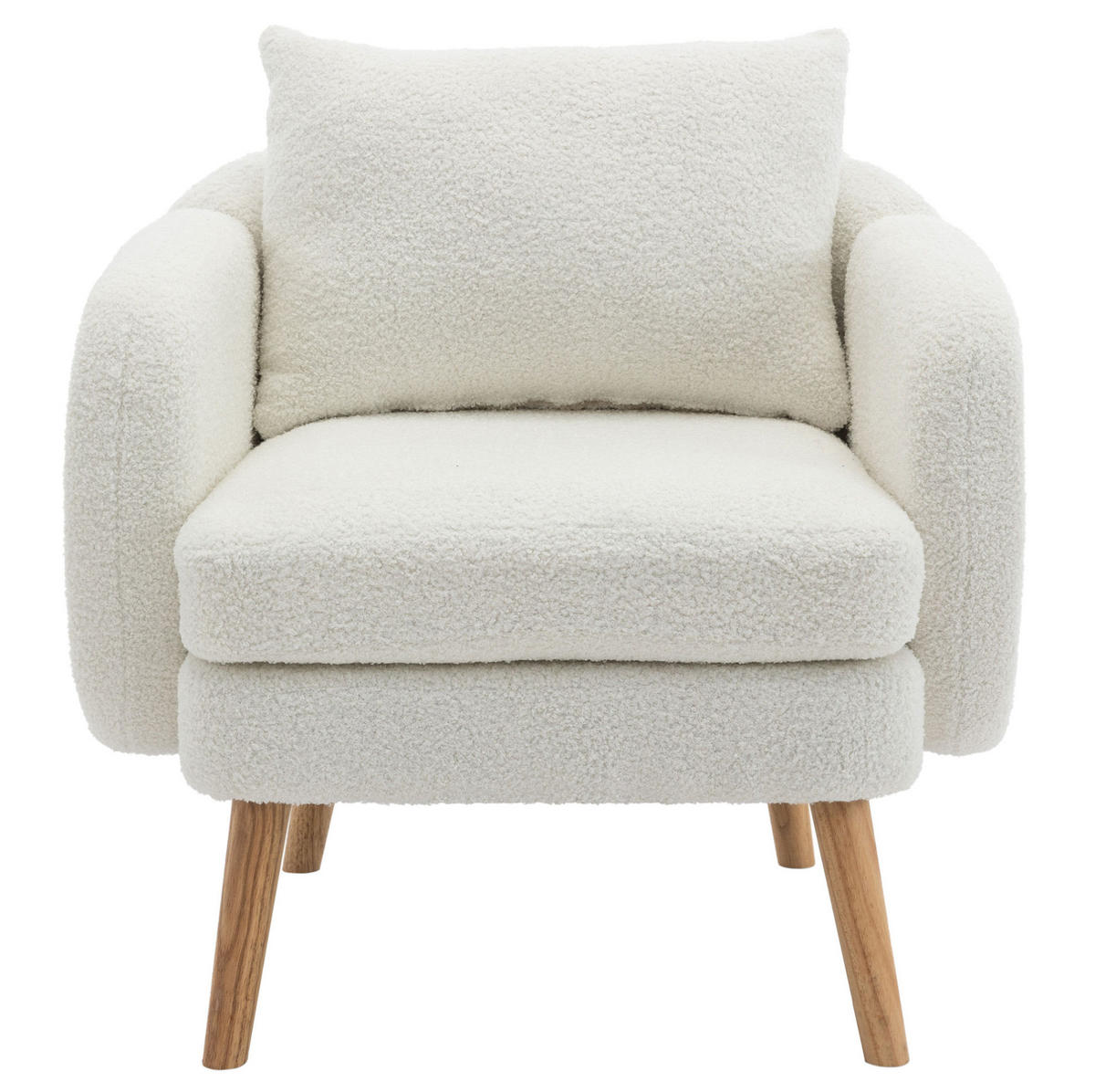 POLSTERSESSEL 71/72/71 cm aus Teddy-Samt in Weiß mit Kissen, bis 150 kg belastbar - Weiß, Textil (72/71/71cm) - BEAOK
