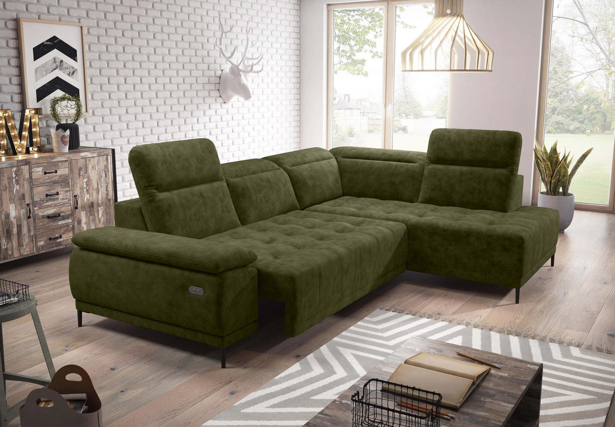 ECKSOFA FOCUS XL L-förmig Konfiguration freistehend RECHTS 352x204x98cm Dark yellow - Dunkelgelb, Holz/Textil (352/204cm) - DomoHome