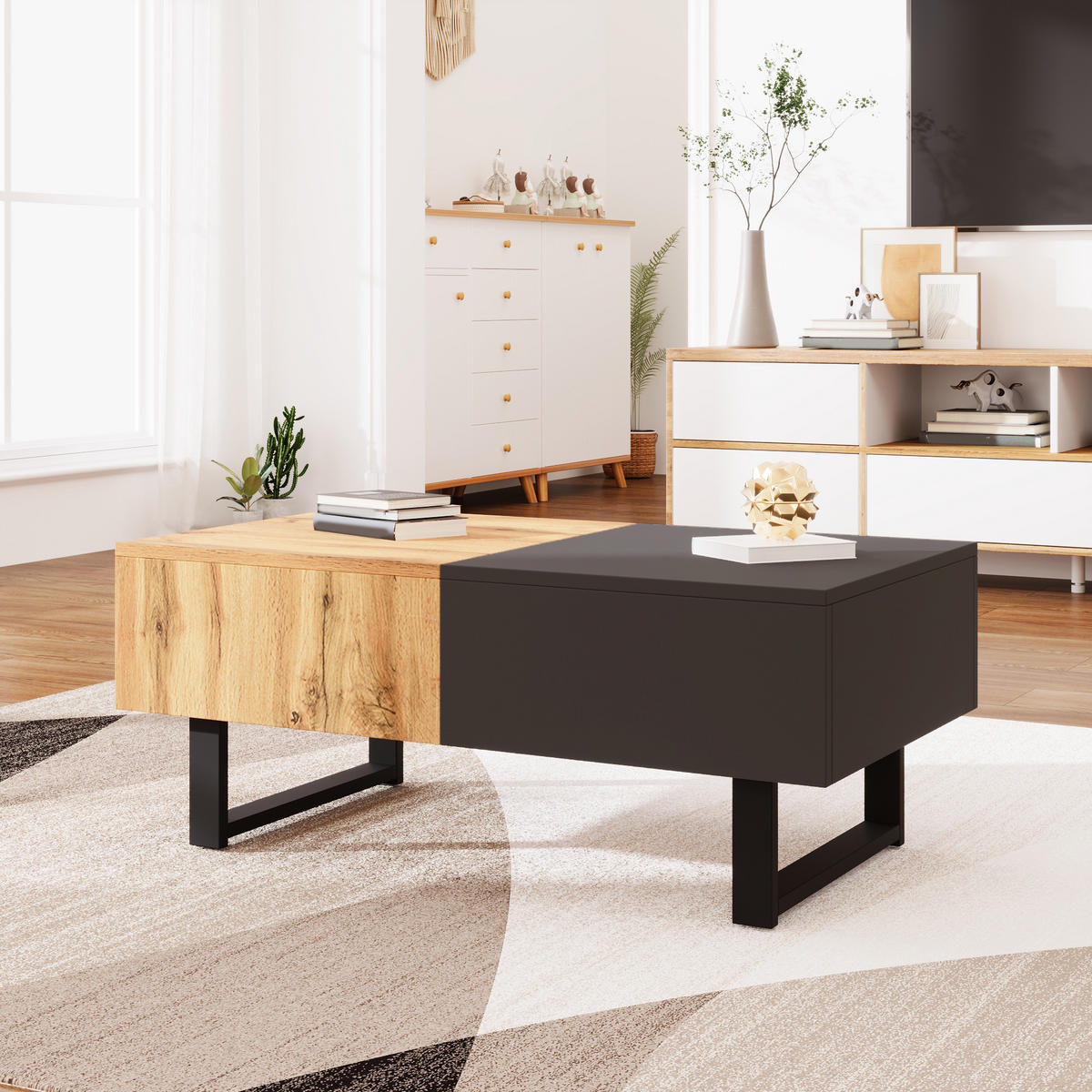 COUCHTISCH Holzfarbe Anthrazit Ausziehbar 100/55/40 cm - Naturfarben, Holzwerkstoff (55/100/40cm) - PANGIVO