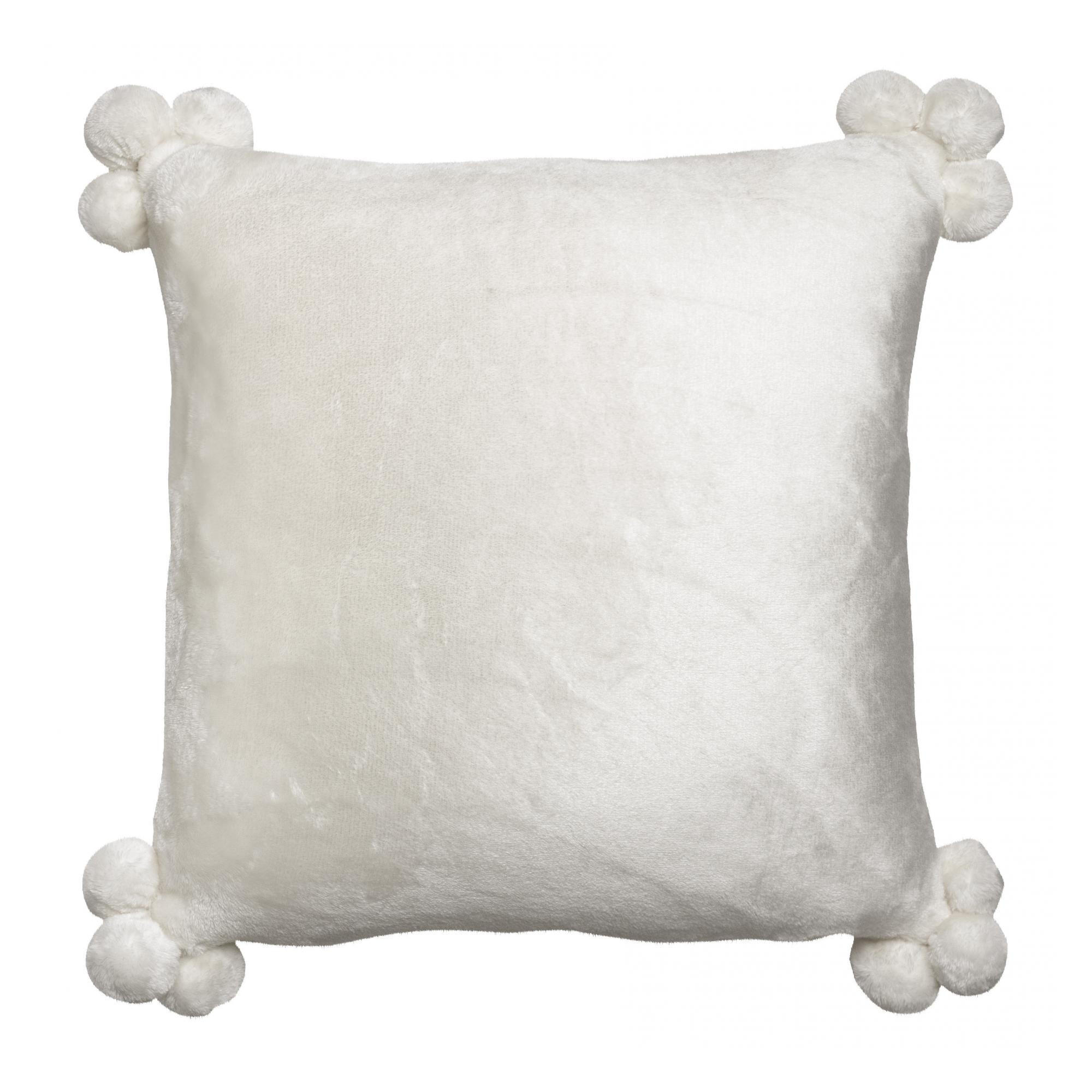 KISSEN Tender Pompons schneeweiß 45 x 45 cm - Weiß, Textil (45/45cm) - Vivaraise