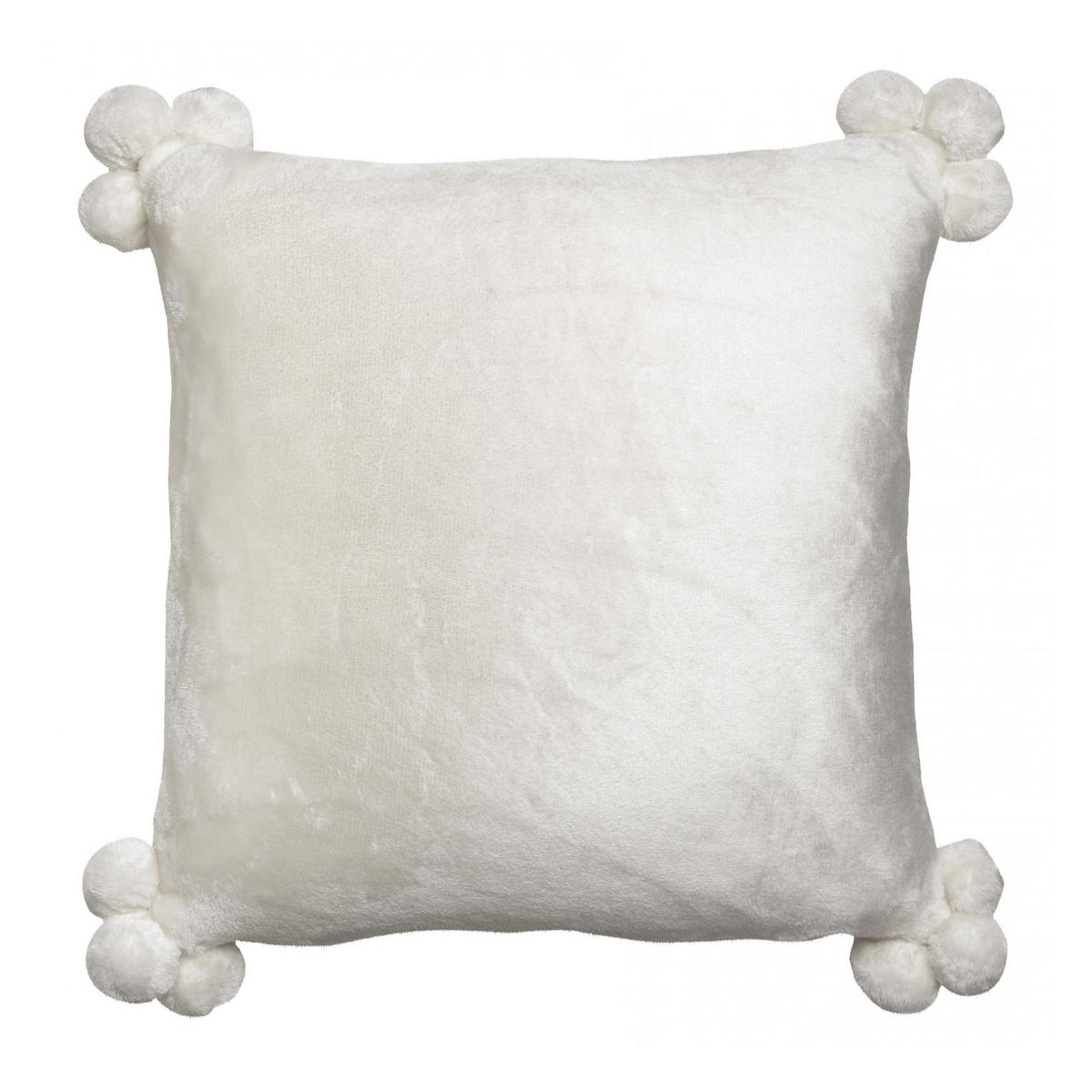 KISSEN Tender Pompons schneeweiß 45 x 45 cm - Weiß, Textil (45/45cm) - Vivaraise