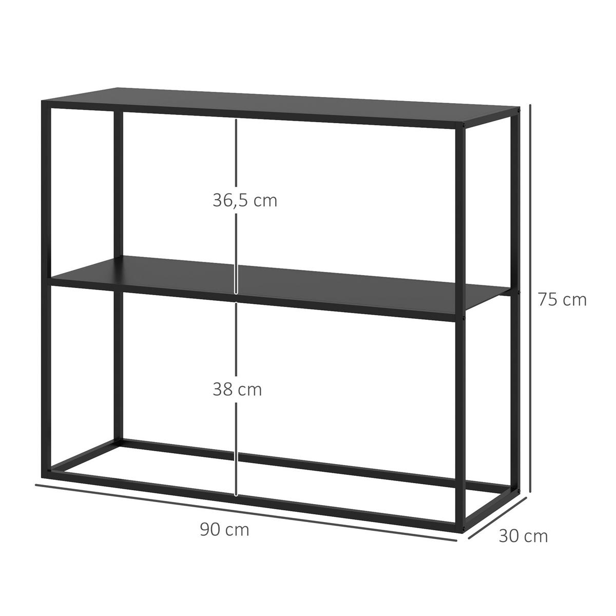 KONSOLENTISCH, 2 Etagen, 90 x 30 x 75cm - Schwarz, Metall (90/30/75cm) - HOMCOM