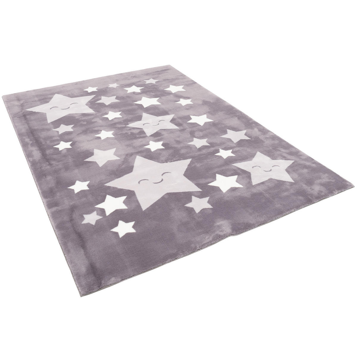 SUPER SOFT FELLTEPPICH PEARL KIDS STERNE - Grau, Textil (140/200cm) - Pergamon