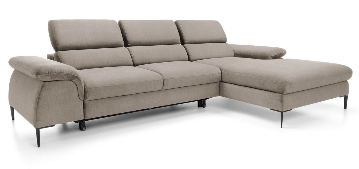 ECKSOFA L-Form 290 cm Amaro M mit Schlaffunktion, Rechts, Dunkelbeige - Cappuccino, Holz (182/288cm) - Emporius