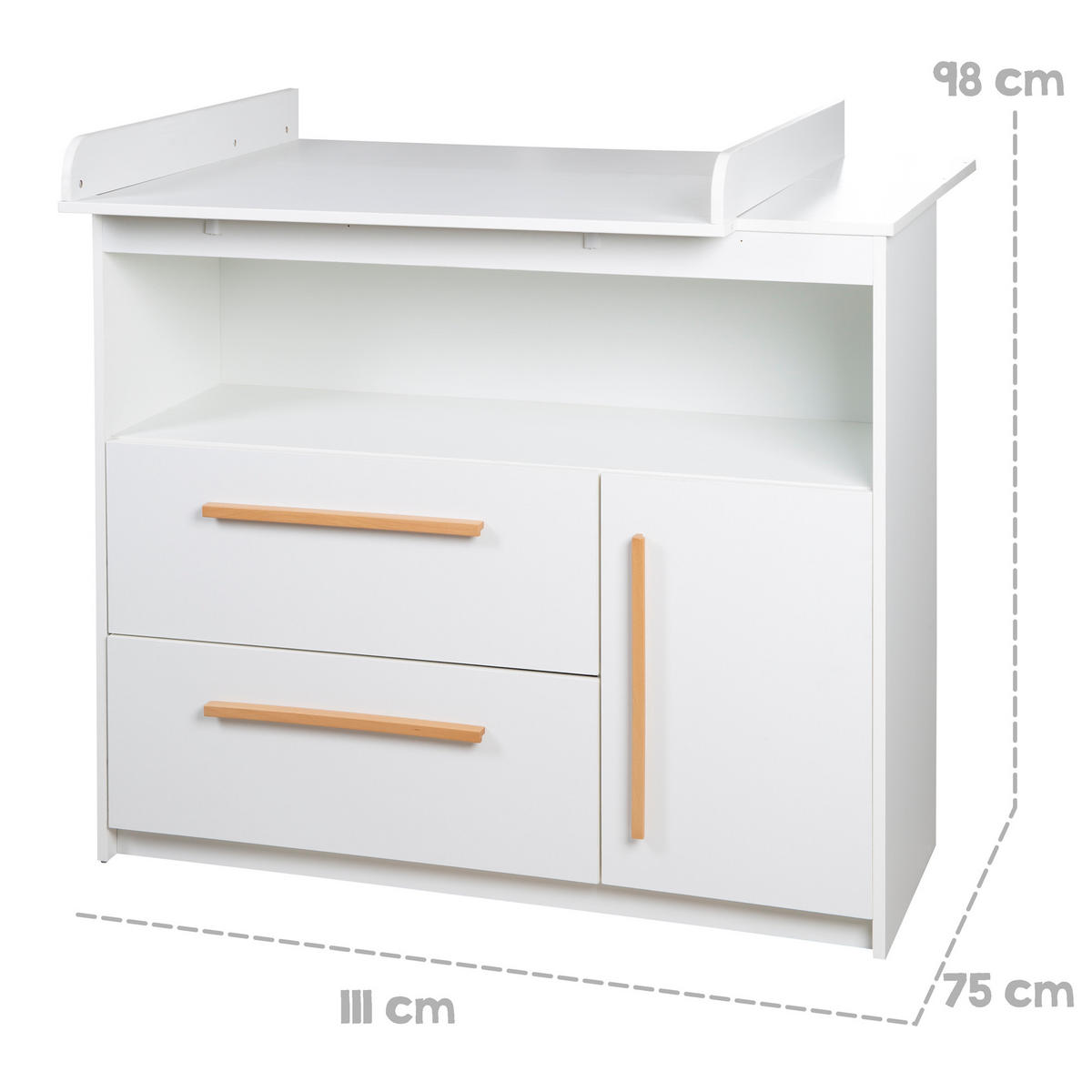 WICKELKOMMODE Lilo - Weiß, Holz/Holzwerkstoff (107/98/75cm) - Roba