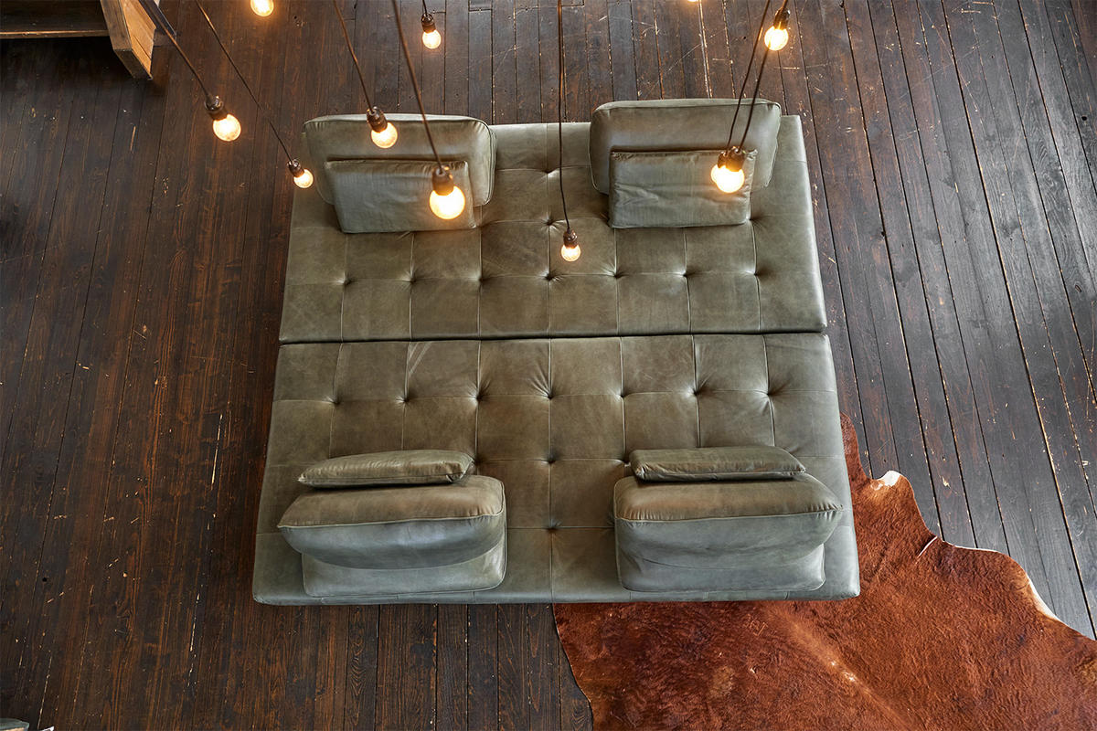 MODULSOFA WIOLO Grün Leder - Silberfarben/Grün, Leder (350/83/240cm) - KAWOLA