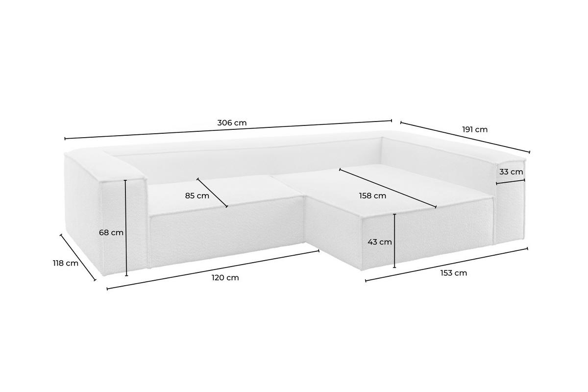 ECKSOFA CARMO Grau Flachgewebe - Schwarz/Grau, Kunststoff/Textil (306/191cm) - KAWOLA