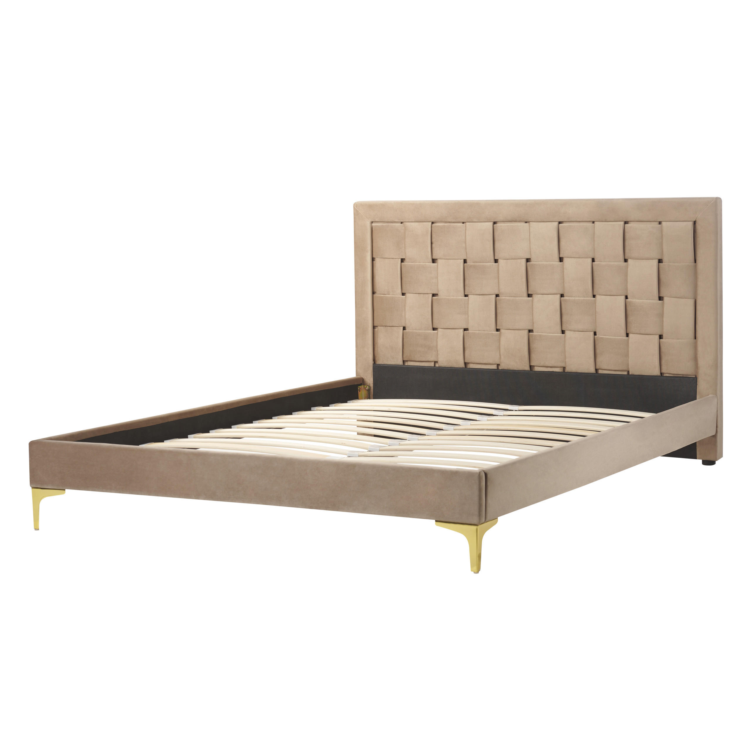 DOPPELBETT 140/200cm Taupe Limoux - Taupe, Textil (140/200cm) - Beliani