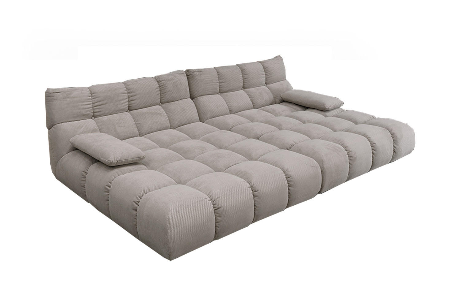BIG SOFA VIVIEN Grau Cord - Schwarz/Grau, Kunststoff/Textil (296/85/178cm) - KAWOLA