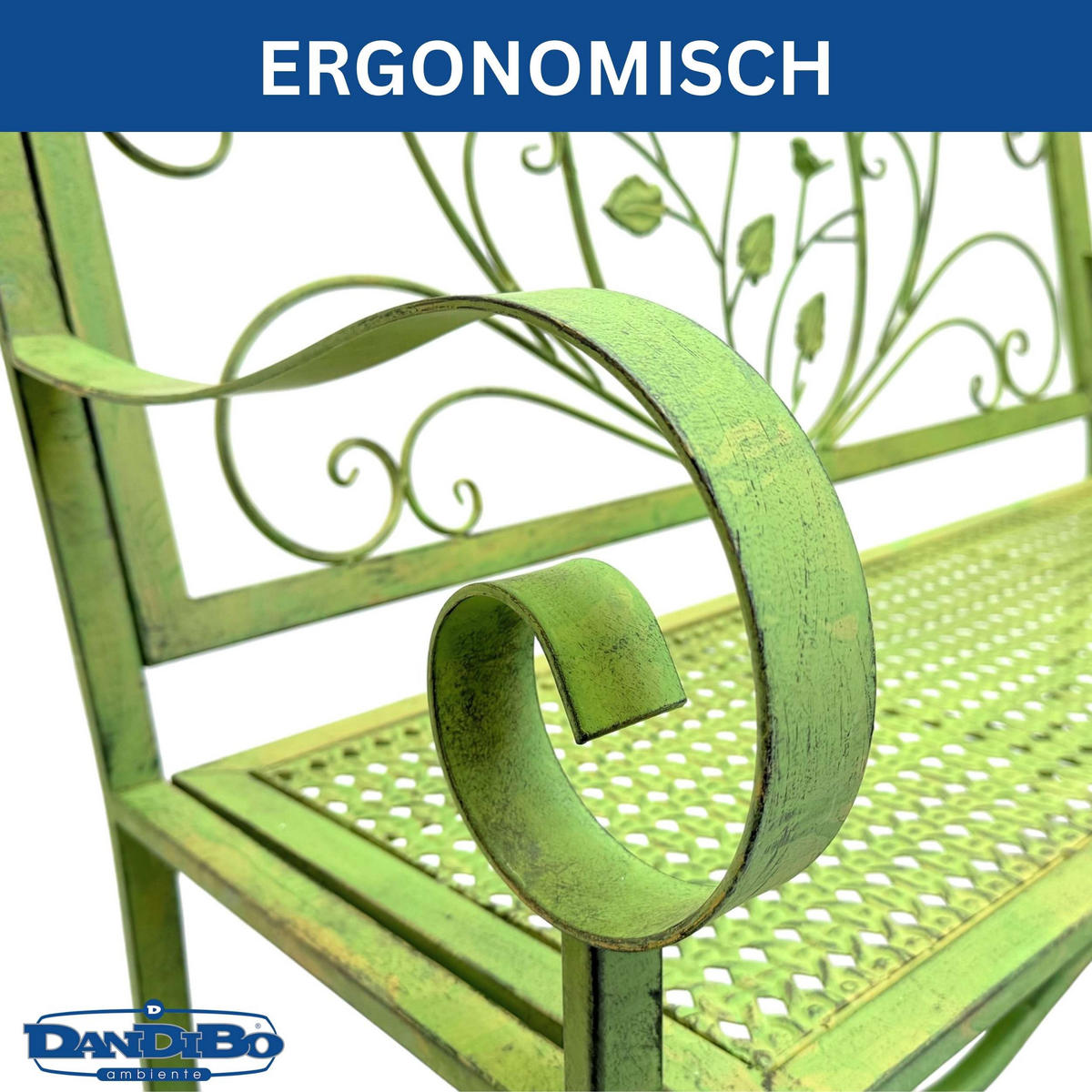 GARTENBANK 2-Sitzer Metall Grün 110/58/100 cm - Grün, Metall (110/100/58cm) - DanDiBo