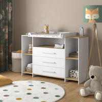 WICKELKOMMODE Oskar Weiß/Goldkraft Eiche 143.2 x 93 cm mit 3 Schubladen - Honigeiche/Weiß, Holzwerkstoff (143.2/93/53.1cm) - Vicco