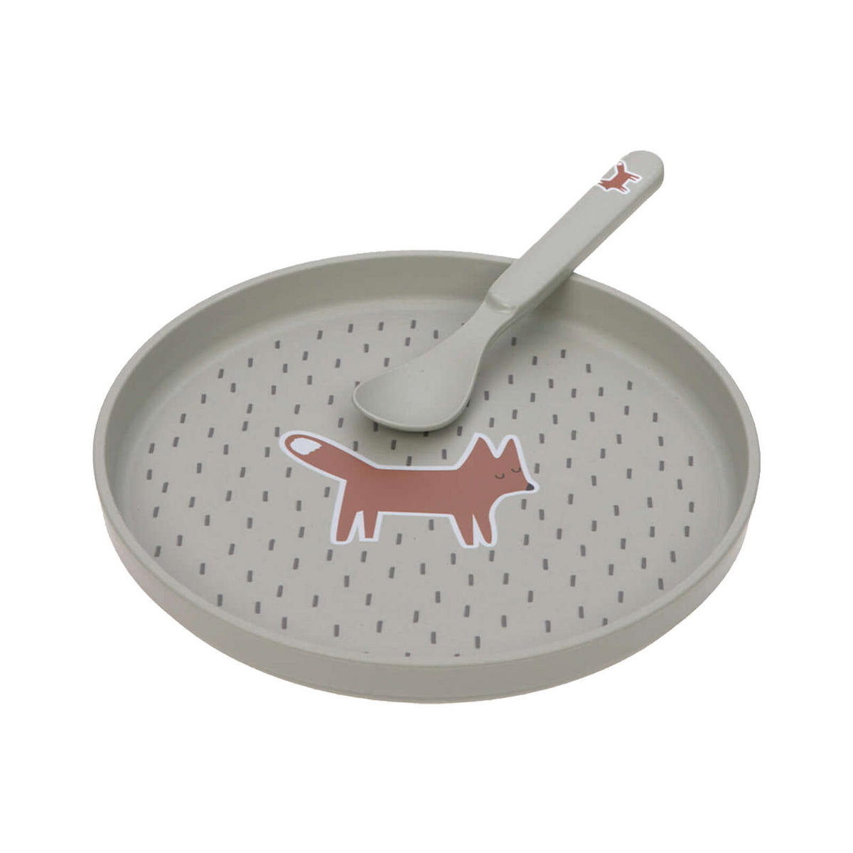 KINDER-GESCHIRR-SET Little Forest Fox 4er Set - Dunkelgrün, Kunststoff (7.2/26/22.7cm) - Lässig
