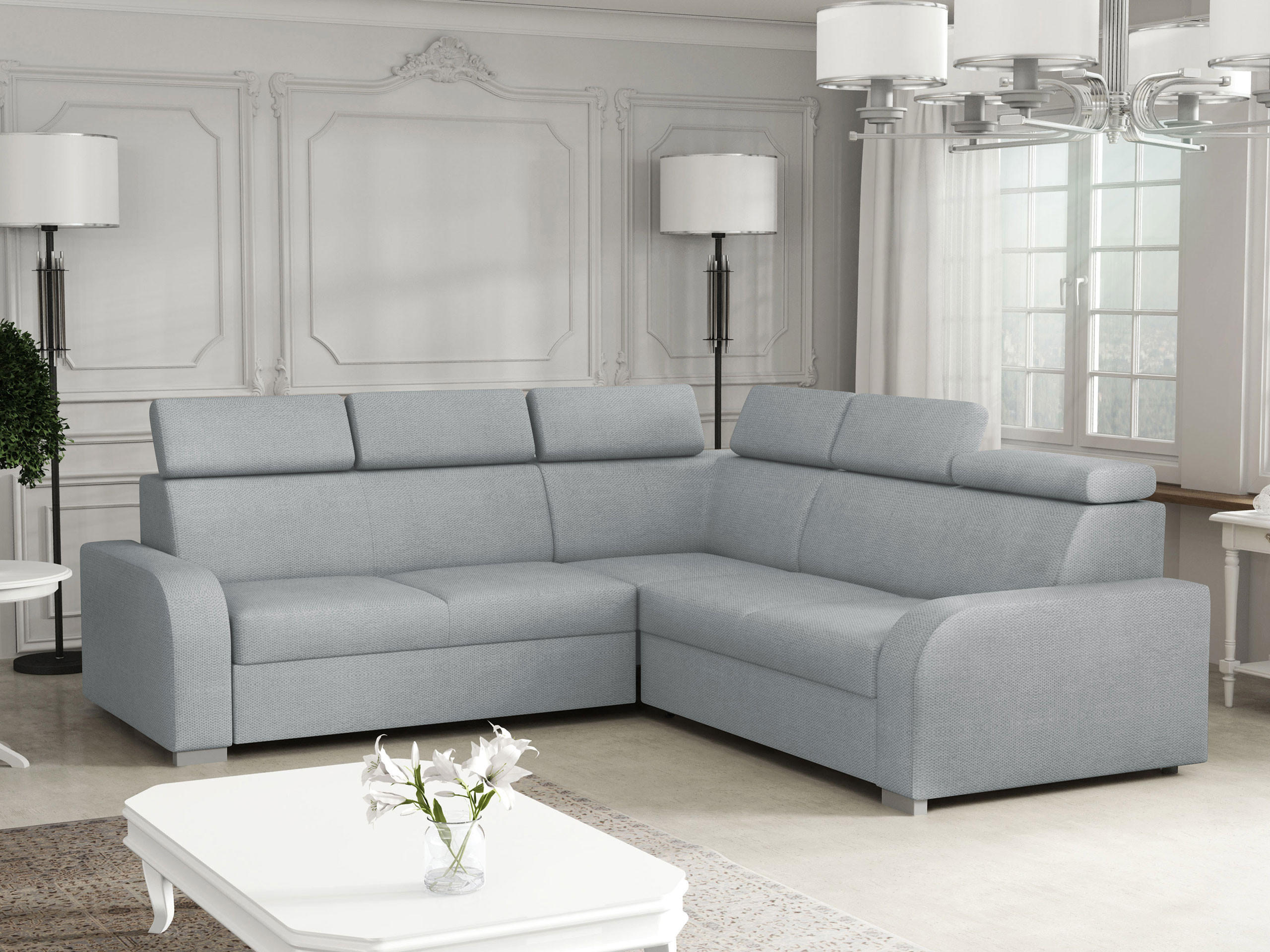 ECKSOFA Oslo 2rR2p - Silberfarben/Grau, Holz/Kunststoff (250/250cm) - MIRJAN24