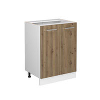 KÜCHENUNTERSCHRANK R-Line Artisan-Eiche 60 cm ohne AP - Weiß/Eiche Artisan, Holzwerkstoff (60/81.6/46cm) - Vicco