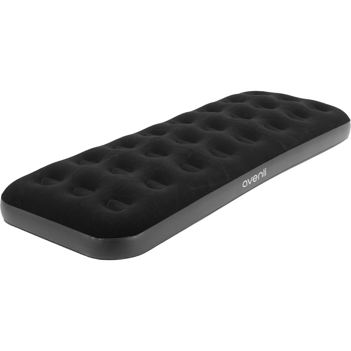 LUFTBETT Luftmatratze Camping 1 Person 191x73x22cm schwarz aufblasbar ohne Pumpe - Schwarz, Kunststoff (73/191cm) - Avenli