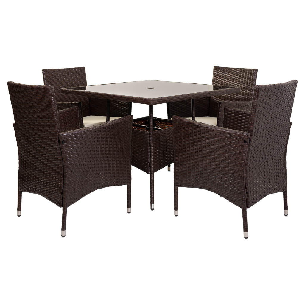 GARTEN-ESSGRUPPE, 5er-Set, dunkelgrau - Braun, Naturmaterialen - Wanderlust
