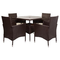 GARTEN-ESSGRUPPE, 5er-Set, dunkelgrau - Braun, Naturmaterialien - Wanderlust