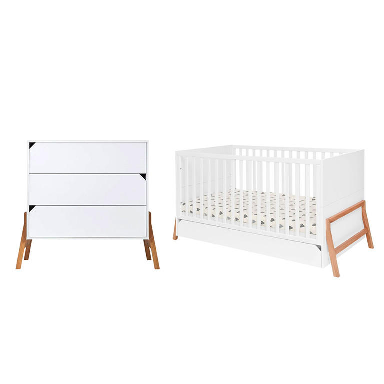 POKOJ PRO MIMINKO 2DÍLNÝ Bílá - bílá, kompozitní dřevo (161/90/75cm) - Petits-meubles