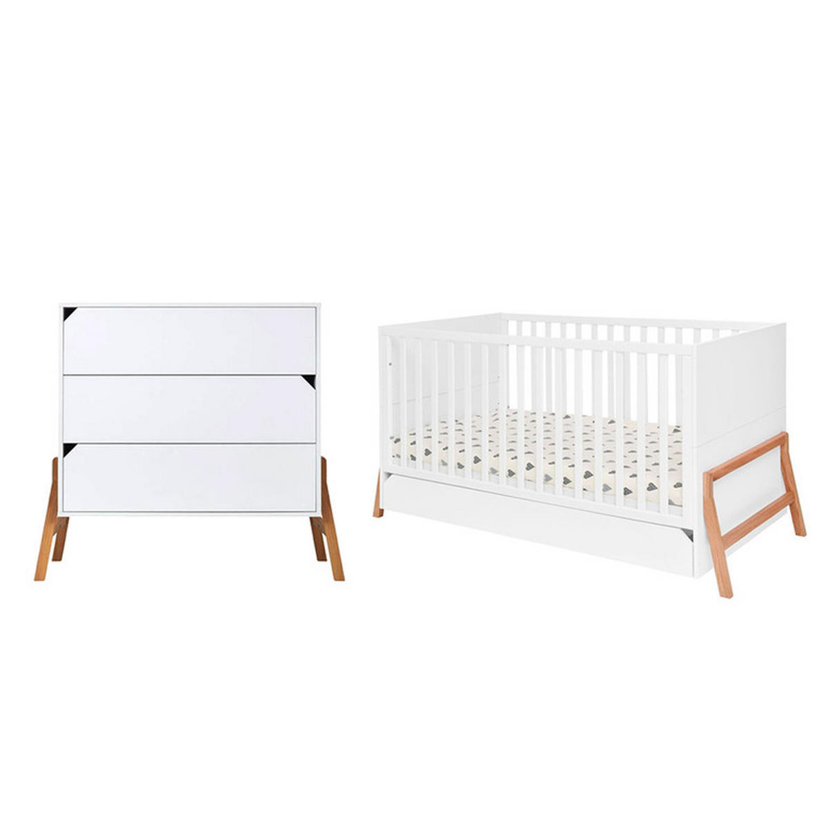 POKOJ PRO MIMINKO 2DÍLNÝ Bílá - bílá, kompozitní dřevo (161/90/75cm) - Petits-meubles