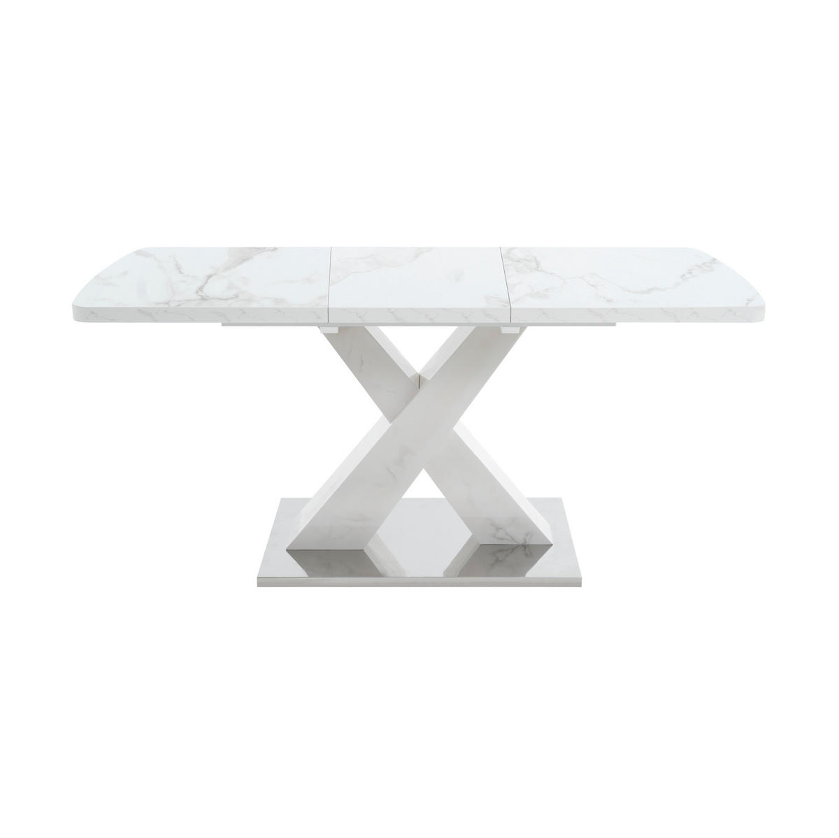 ESSTISCH 120-160/80/76,5 cm in Weiß mit Ausziehfunktion und X-Gestell - Weiß, Holzwerkstoff (160/80/76.5cm) - Flora Grace