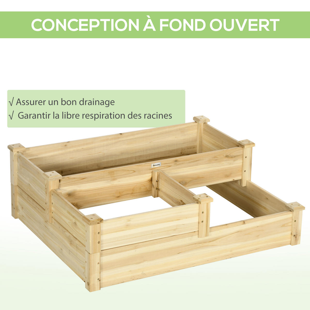 HOCHBEET 3-Stufig DE-12269 108/88/36 cm ohne Boden Natur - Naturfarben, Holz (274.32/91.44/223.52cm) - ComfortXL