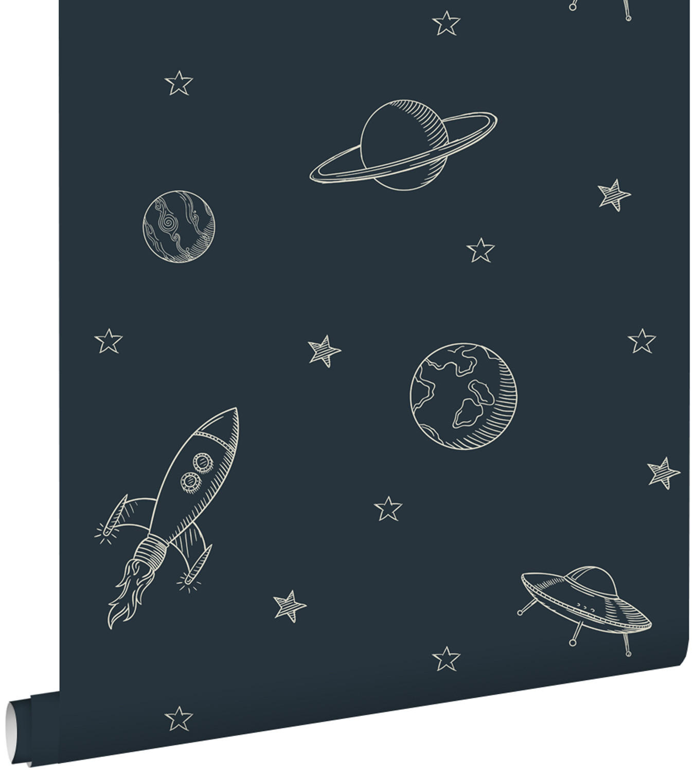 TAPETE Weltraum 53 cm x 10.05 m - Blau, Papier (53/0.1cm) - ESTAhome