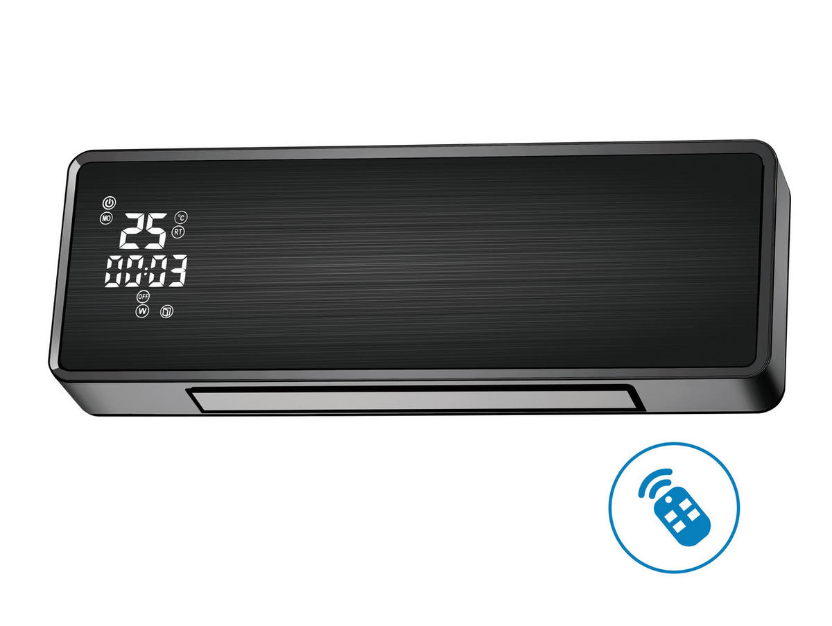 SPLIT-WANDHEIZUNG Schwarz mit Fernsteuerung und Programmierung 2000 W - Schwarz, Kunststoff (55/19/13cm) - Purline