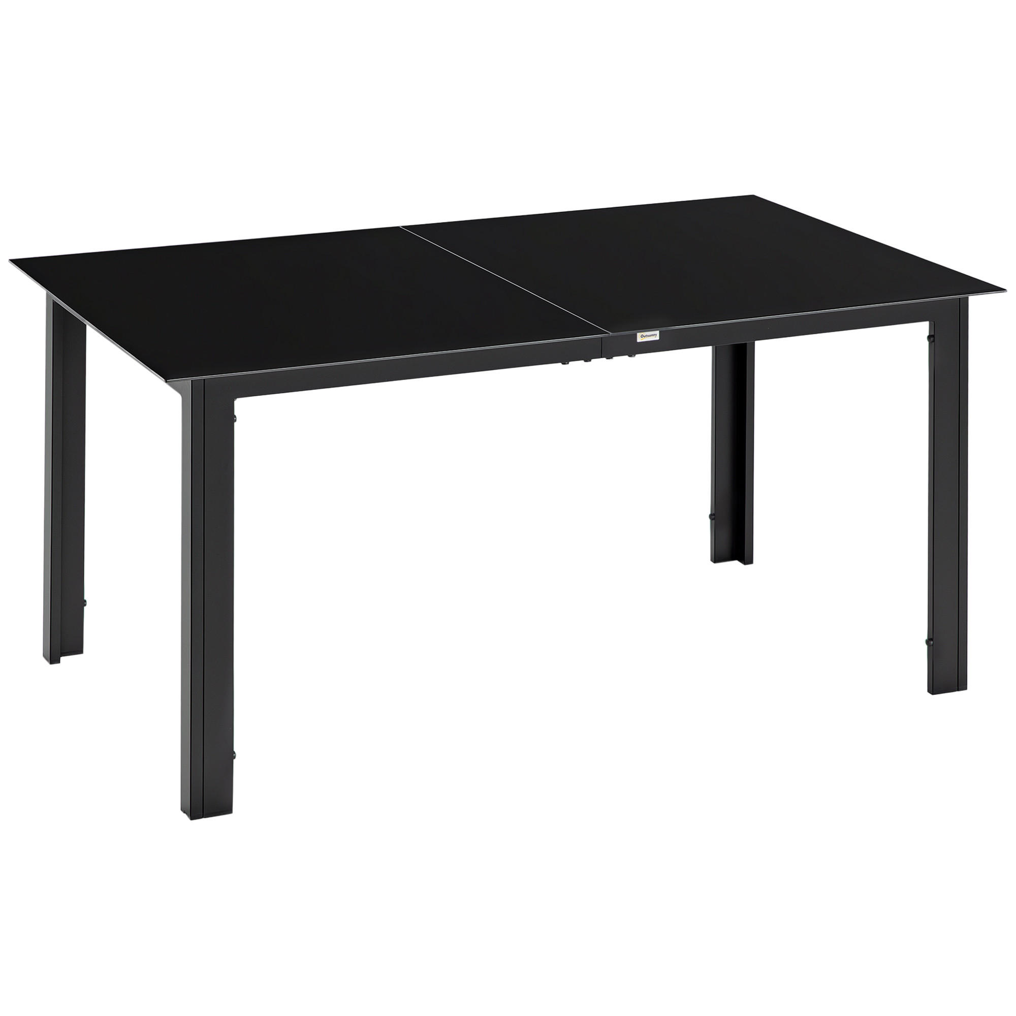 GARTENTISCH DE-07306 für 6 Personen mit gehärtetem Glas Schwarz - Schwarz, Glas/Metall (150/90/74cm) - ComfortXL