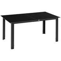 GARTENTISCH DE-07306 für 6 Personen mit gehärtetem Glas Schwarz - Schwarz, Glas/Metall (150/90/74cm) - ComfortXL