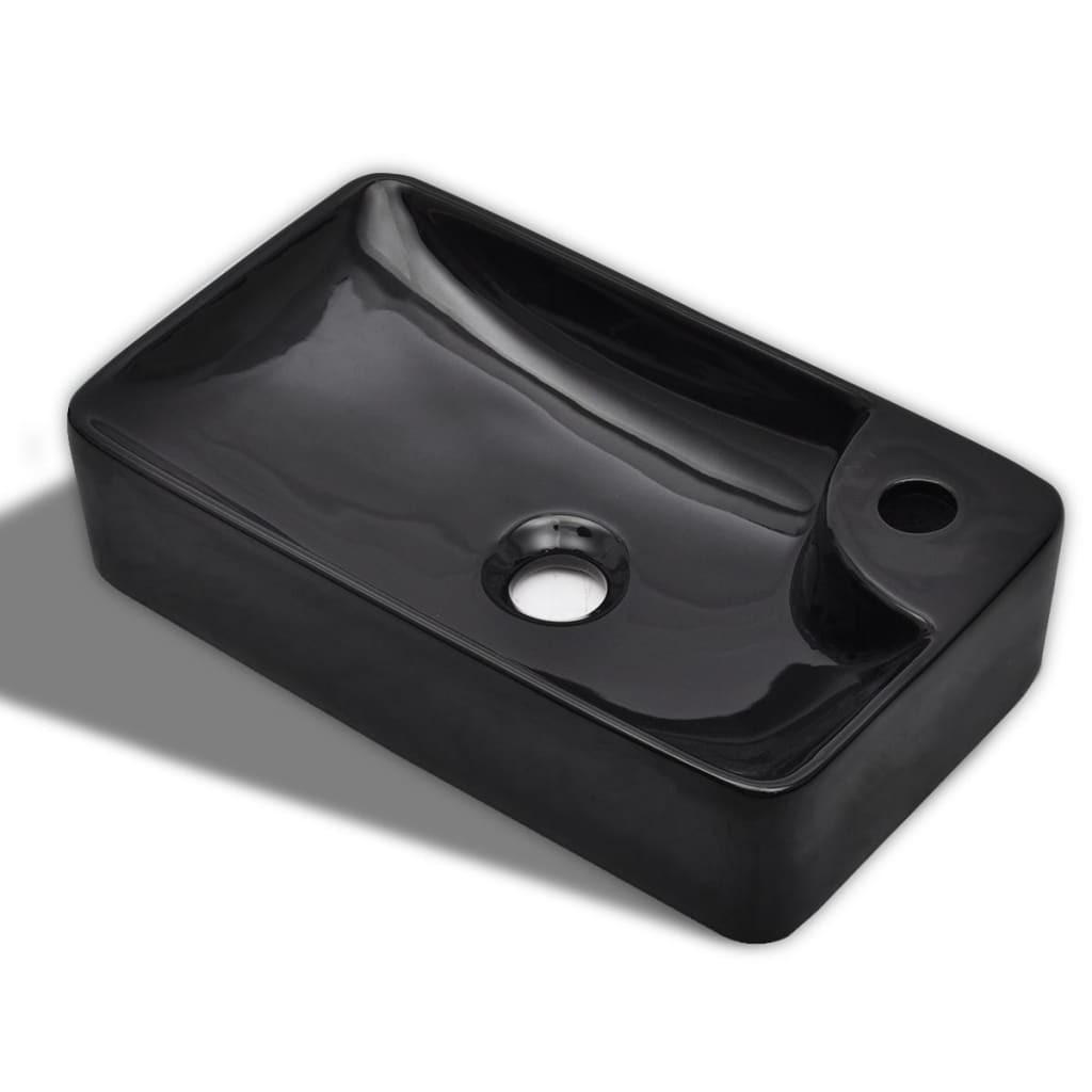 vidaXL Waschbecken Schwarz 44x10x25 cm