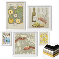 WANDBILDER 5er-Set - 50x50 cm & 20x30 cm & 40x60 cm Weißer Rahmen - Vintage-Poster mit Fruchtmustern - Weiß, Kunststoff (40/60cm) - ArtPrintCave