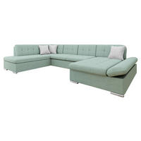 ECKSOFA Bergen Premium, Seite: Rechts - Silberfarben/Mintgrün, Holz/Textil (345/76/205cm) - MIRJAN24