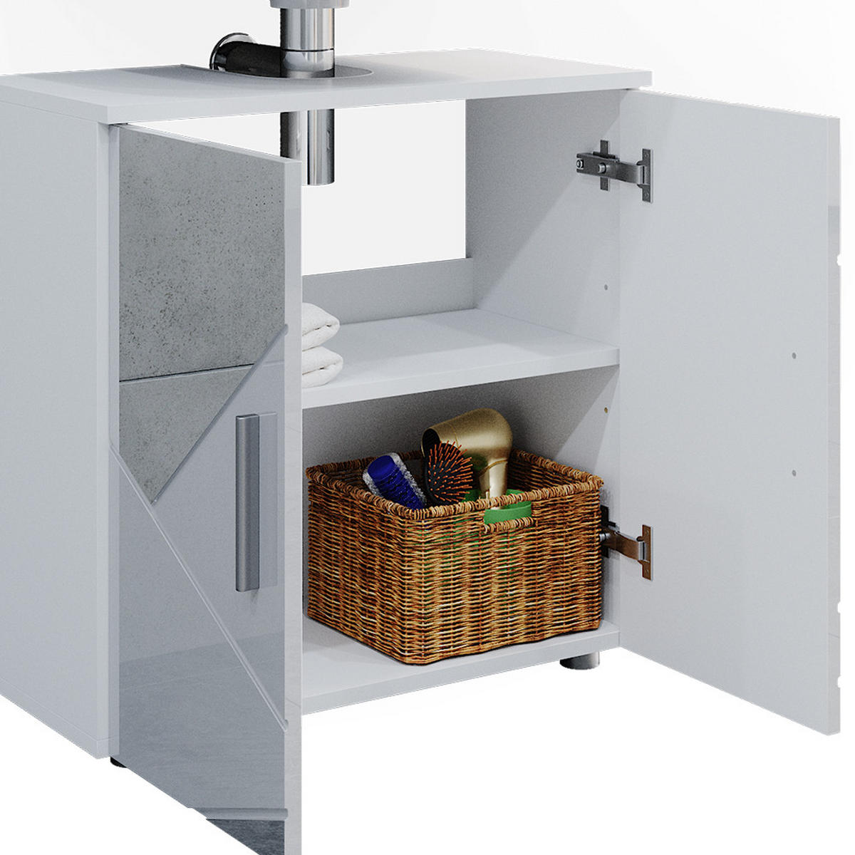 BADMÖBEL-SET Irma Weiß 3 Teile - Weiß Hochglanz/Weiß, Holzwerkstoff (80/58.6/41cm) - Vicco
