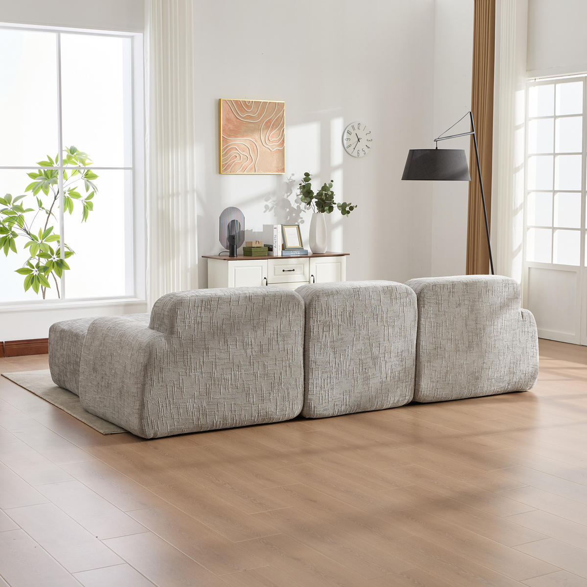 ECKSOFA 269.5/182.5/73 cm Grau mit beweglicher Fußhocker - Grau, Textil (182.5/269.5cm) - Oxeza