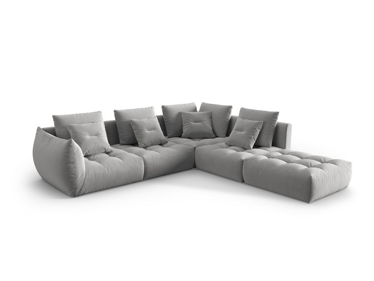 ECKSOFA modular rechts Bloom aus Samt grau 4 Sitzplätze - Grau, Textil (310/316cm) - Micadoni
