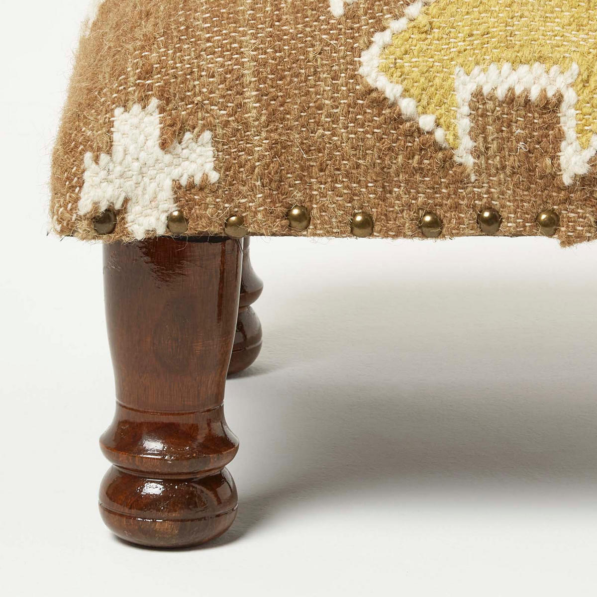 KELIM-HOCKER Jaipur mit Holzbeinen, Ethno-Muster, 40/40/25 cm - Multicolor, Textil (40/25/40cm) - Homescapes