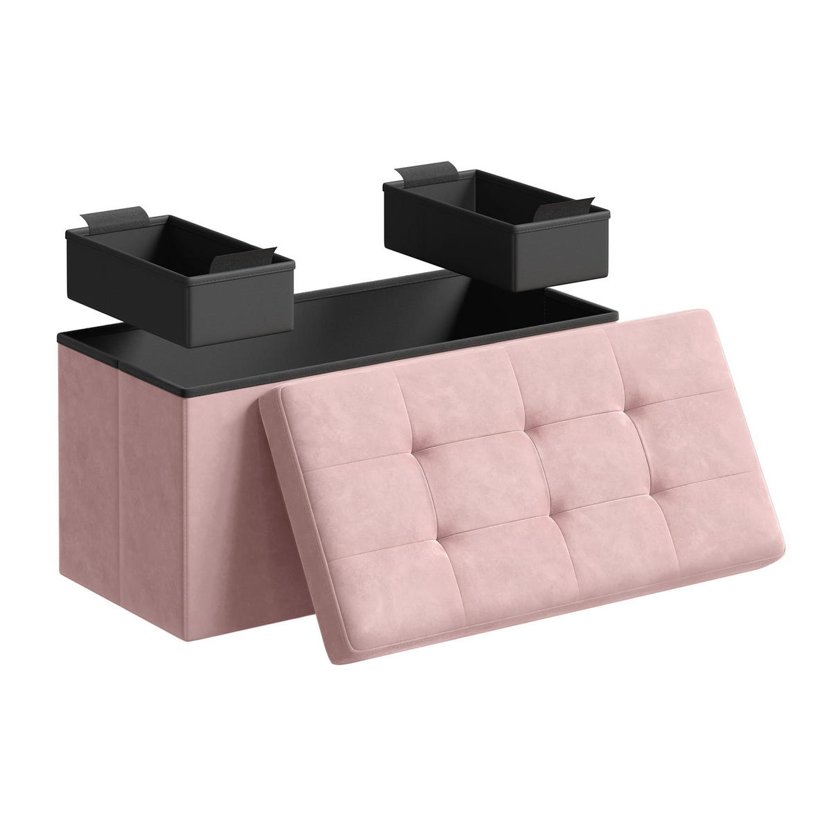 TRUHENBANK Pastellrosa 76x38 cm mit Stauraum - Hellrosa, Holzwerkstoff (76/38/38cm)