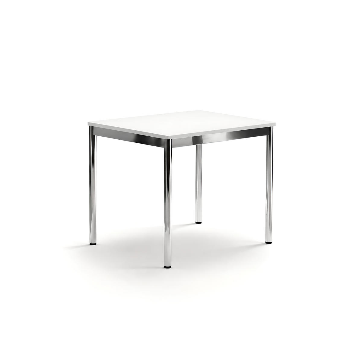 SCHREIBTISCH VST1 100 x 100 cm Weiß – höhenverstellbar - Chromfarben/Weiß, Holzwerkstoff (100/100/75.5cm) - Versee