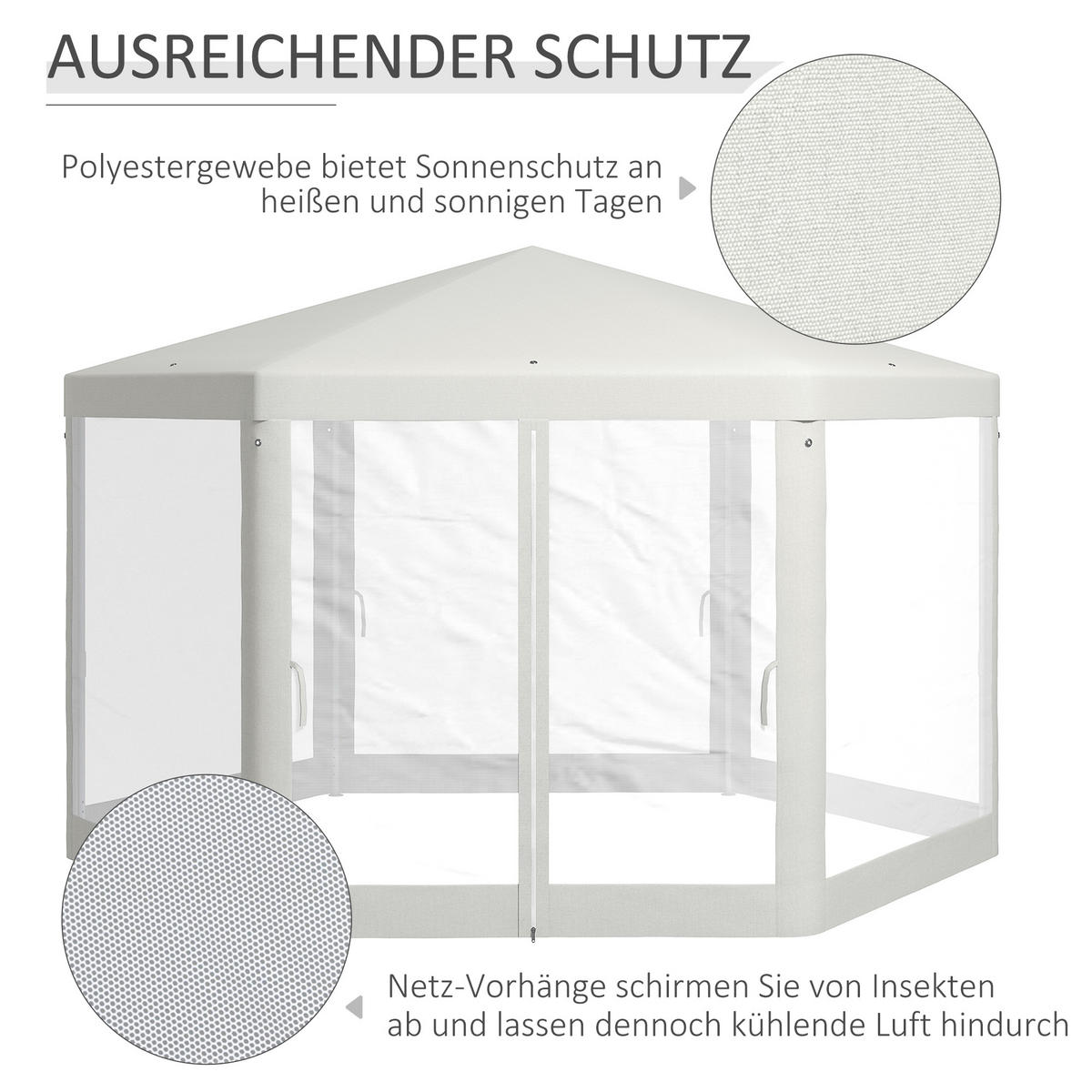 GARTENPAVILLON Polyester Metall Crème - Creme, Kunststoff/Metall (341.2/250/394cm) - Outsunny