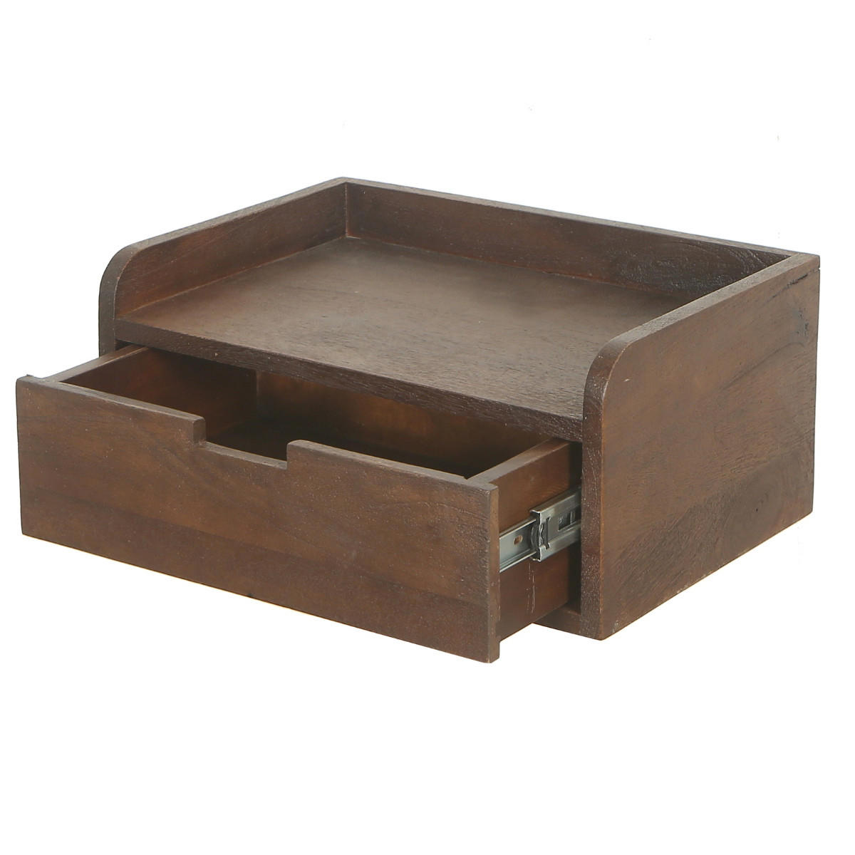 SCHWEBENDER Nachttisch aus Mangoholz 45x30x20cm, dunkelbraun - Dunkelbraun, Holz (45/20/30cm) - Giga Meubel