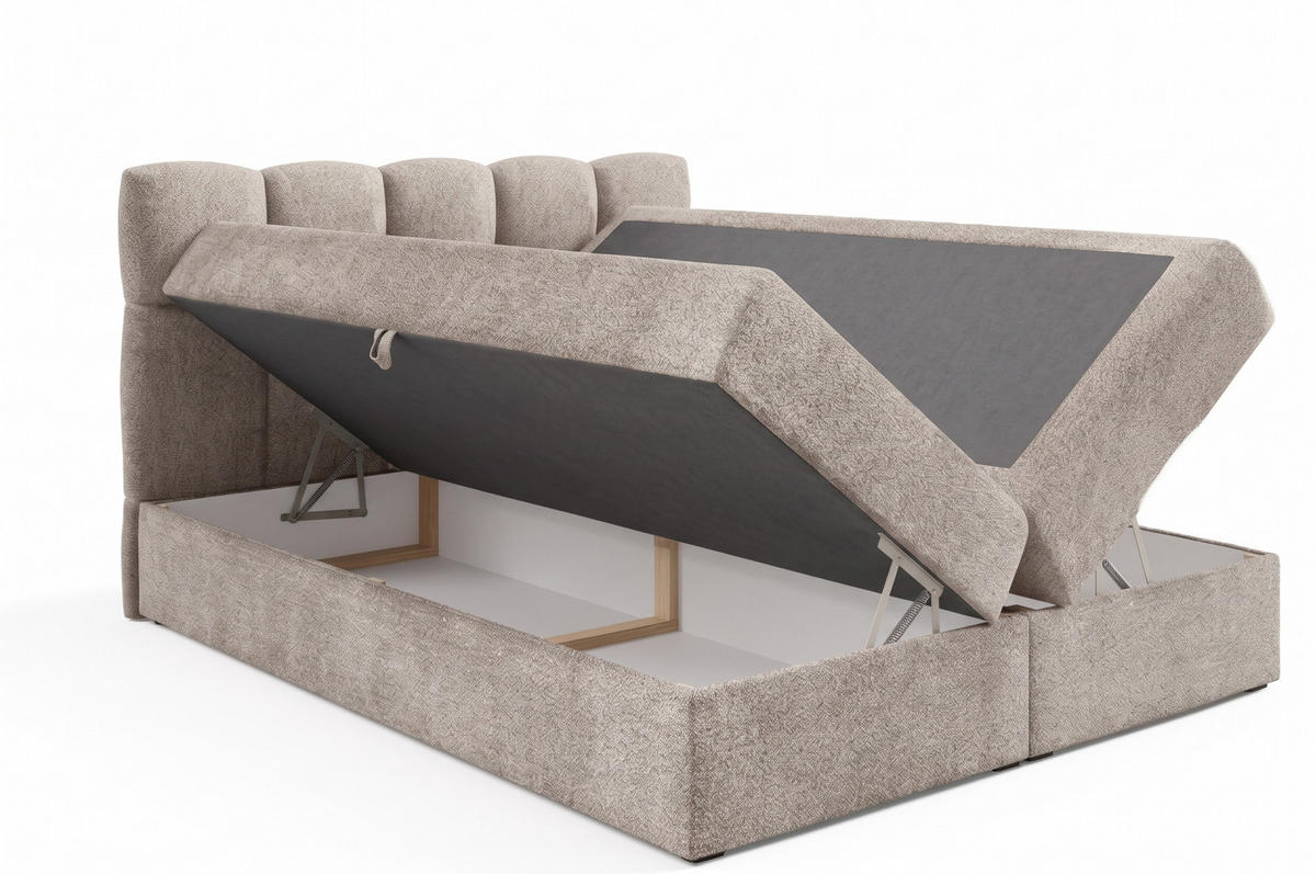 BOXSPRINGBETT mit zwei Stauräume 120x200 cm in Beige - Beige, Textil (120/200cm) - Home Collective