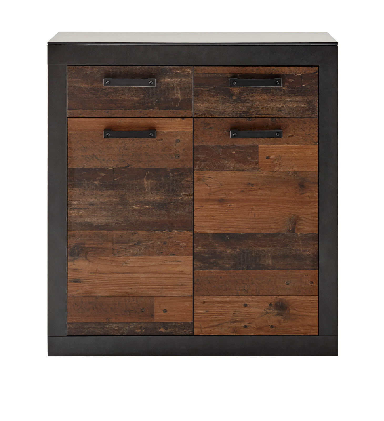 KOMMODE Old Used Wood Shabby Design mit grau, 92 x 104 cm - Dunkelgrau/Braun, Holzwerkstoff/Kunststoff (92/104/40cm) - Furn.Design