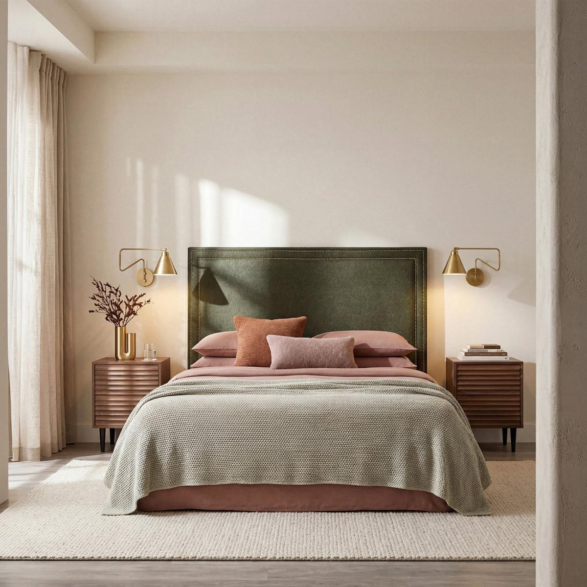 KOPFTEIL DOPPELTES Aiko Grün 165 cm x 120 cm - Grün, Textil (165/7cm) - Klast Home