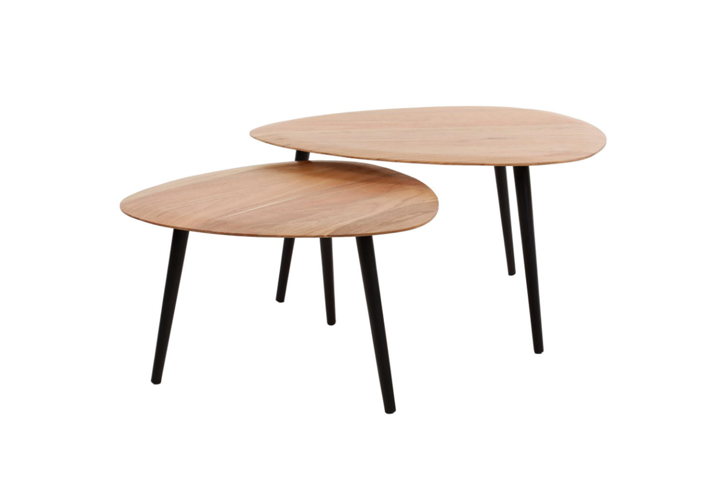 COUCHTISCH-SET RINA Braun Akazie - Schwarz/Braun, Holz/Metall (77/70/40cm) - KAWOLA