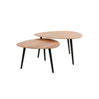 COUCHTISCH-SET RINA Braun Akazie - Schwarz/Braun, Holz/Metall (77/70/40cm) - KAWOLA