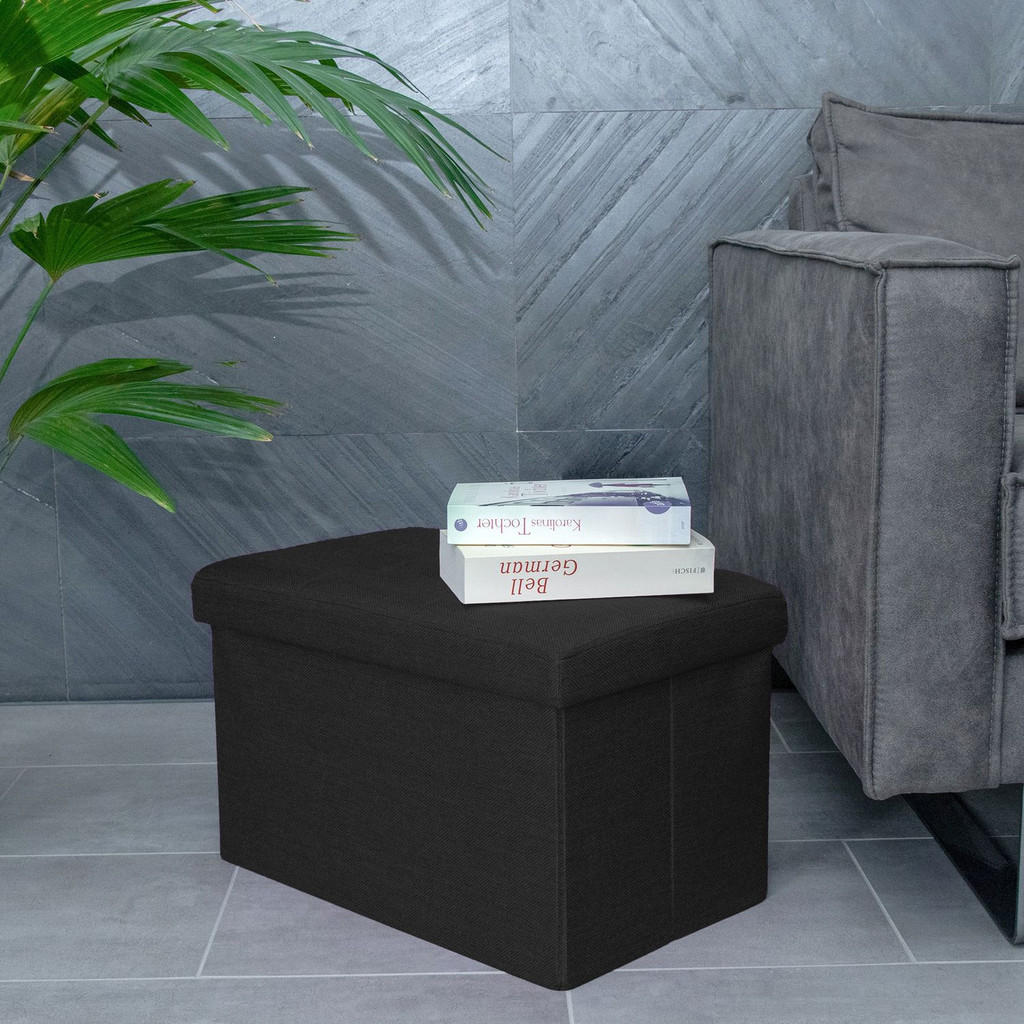 Thumbnail - Intirilife Sitzbox, Schwarz, Textil, 30x30x49 cm, Garderobe, Garderobenbänke