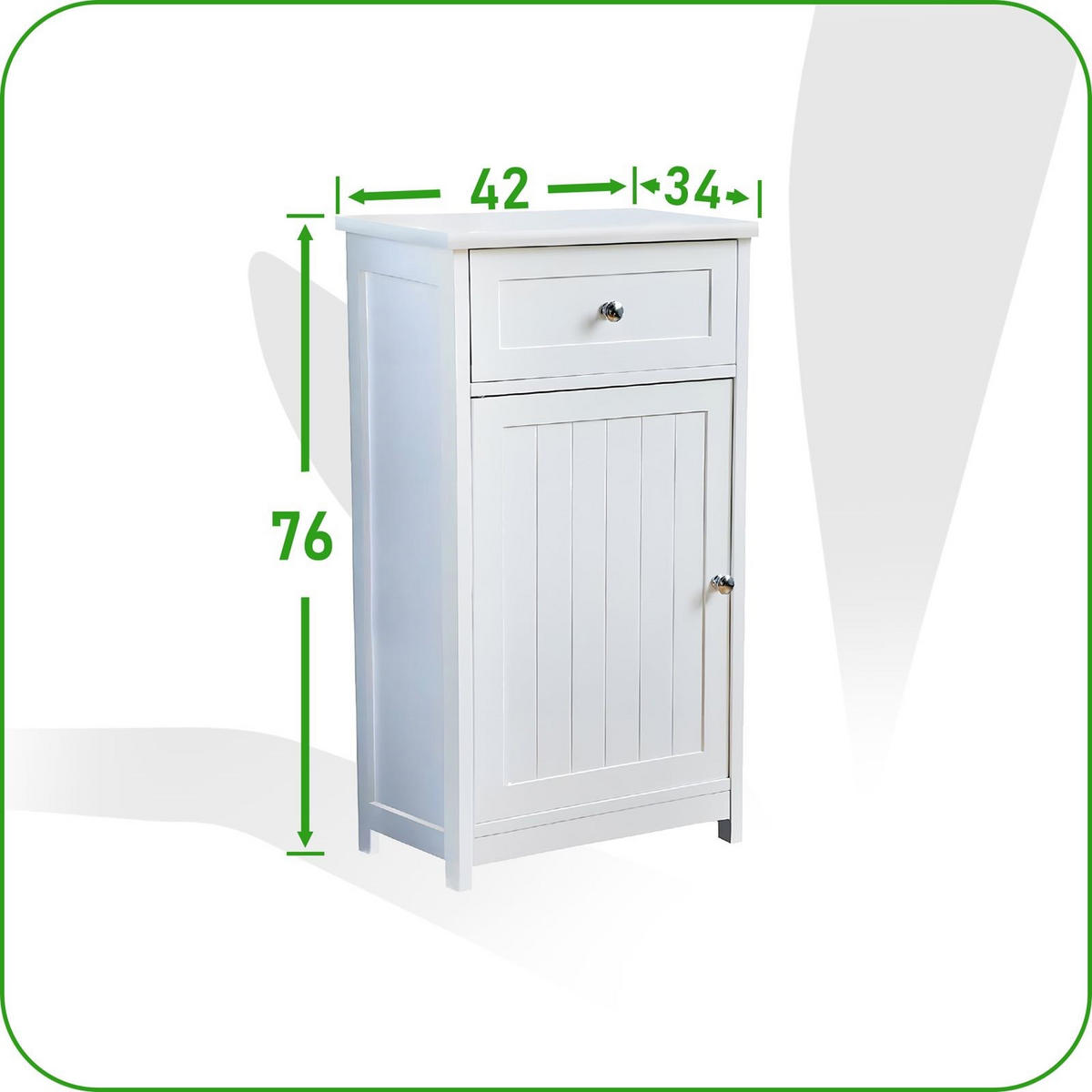 BADZIMMERSCHRANK Weiß 42 x 34 x 76 cm mit Schublade und Tür - Weiß, Holzwerkstoff/Metall (42/76/34cm) - Begryf